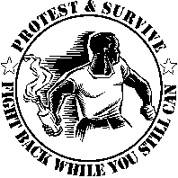 Protest & Survive - black print T-Shirt (S, weiss)