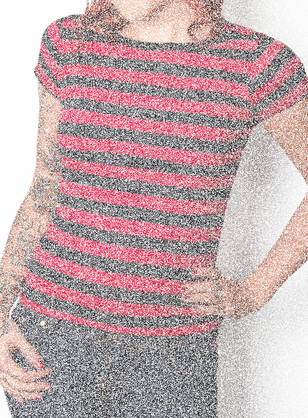 Stripy T Girl black red (L)