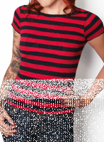 Stripy T Girl black red (L)