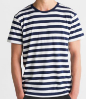 Stripy TShirt men white navy (M)