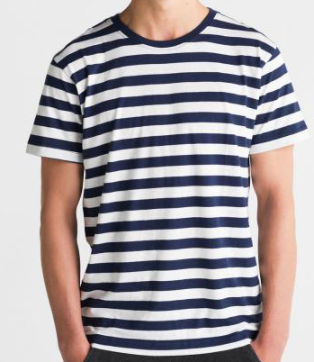 Stripy TShirt men white navy (L)