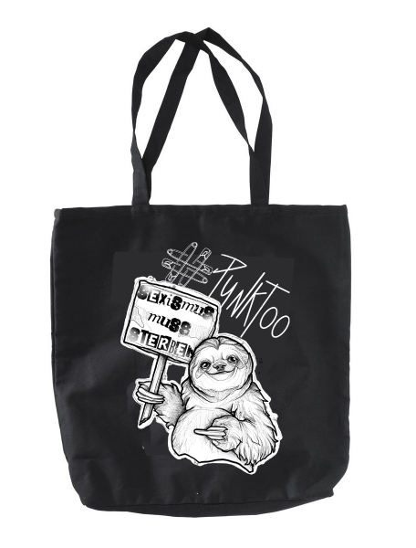 Punktoo – Faultier Stoffbeutel, schwarz