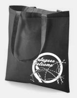 Refugees Welcome – Pocketprint Stoffbeutel, schwarz
