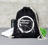 Refugees Welcome Gymbag, schwarz