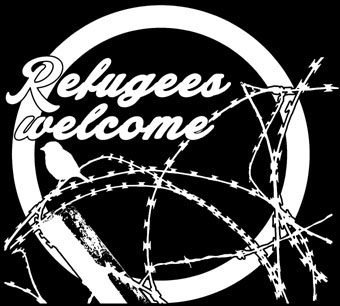 Refugees Welcome – Pocketprint Jogginghose Girl, schwarz