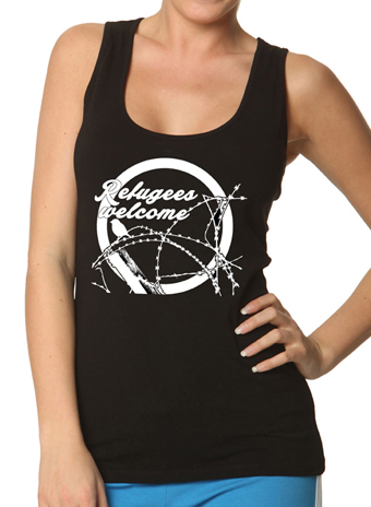 Refugees Welcome Tank Top, schwarz