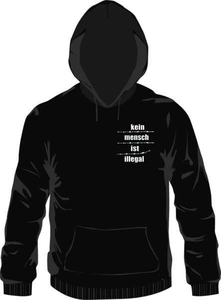 Kein Mensch ist illegal – Pocketprint Kapuzenpullover, schwarz
