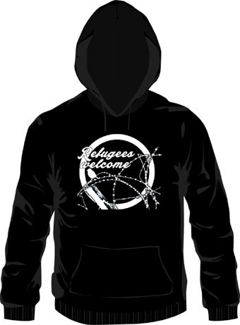 Refugees Welcome Kapuzenpullover, schwarz
