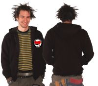 Antifa Pocketprint Kapuzen-Zipper, schwarz xs