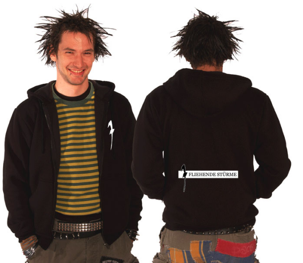 Fliehende Stürme – Schriftzug Kapuzen-Zipper, schwarz xl