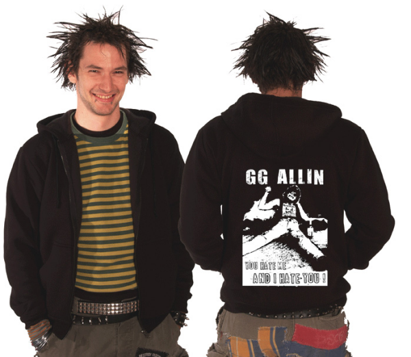 GG Allin – You hate me Kapuzen-Zipper, schwarz