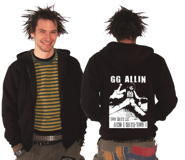GG Allin – You hate me Kapuzen-Zipper, schwarz 2xl