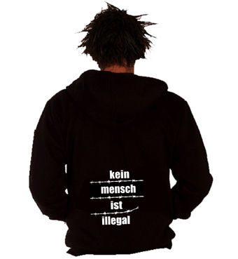 Kein Mensch ist illegal – Stacheldraht Kapuzen-Zipper, schwarz